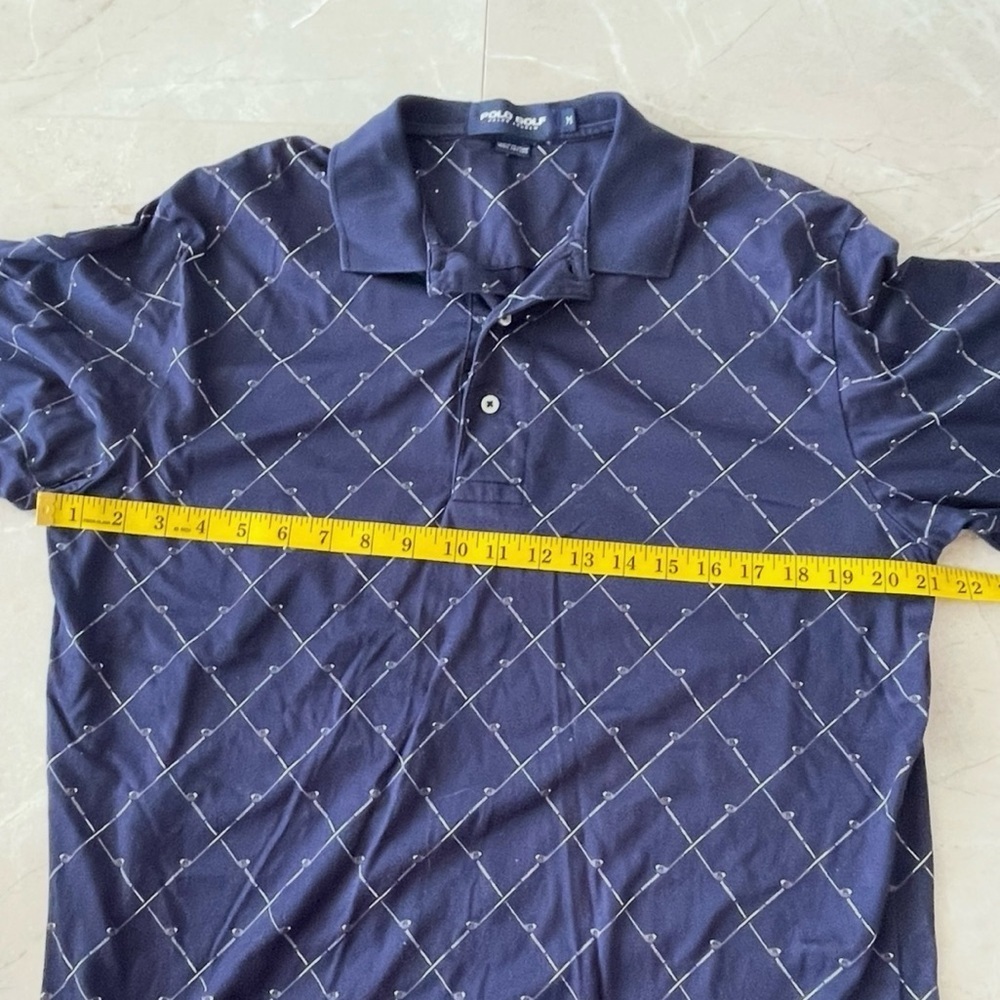 Polo Ralph Lauren Golf Shirt Size Medium Blue White Color Cotton Short Sleeve - Picture 3 of 7